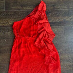 Tommy Hilfiger fun and flirty Red one shoulder ruffle dress